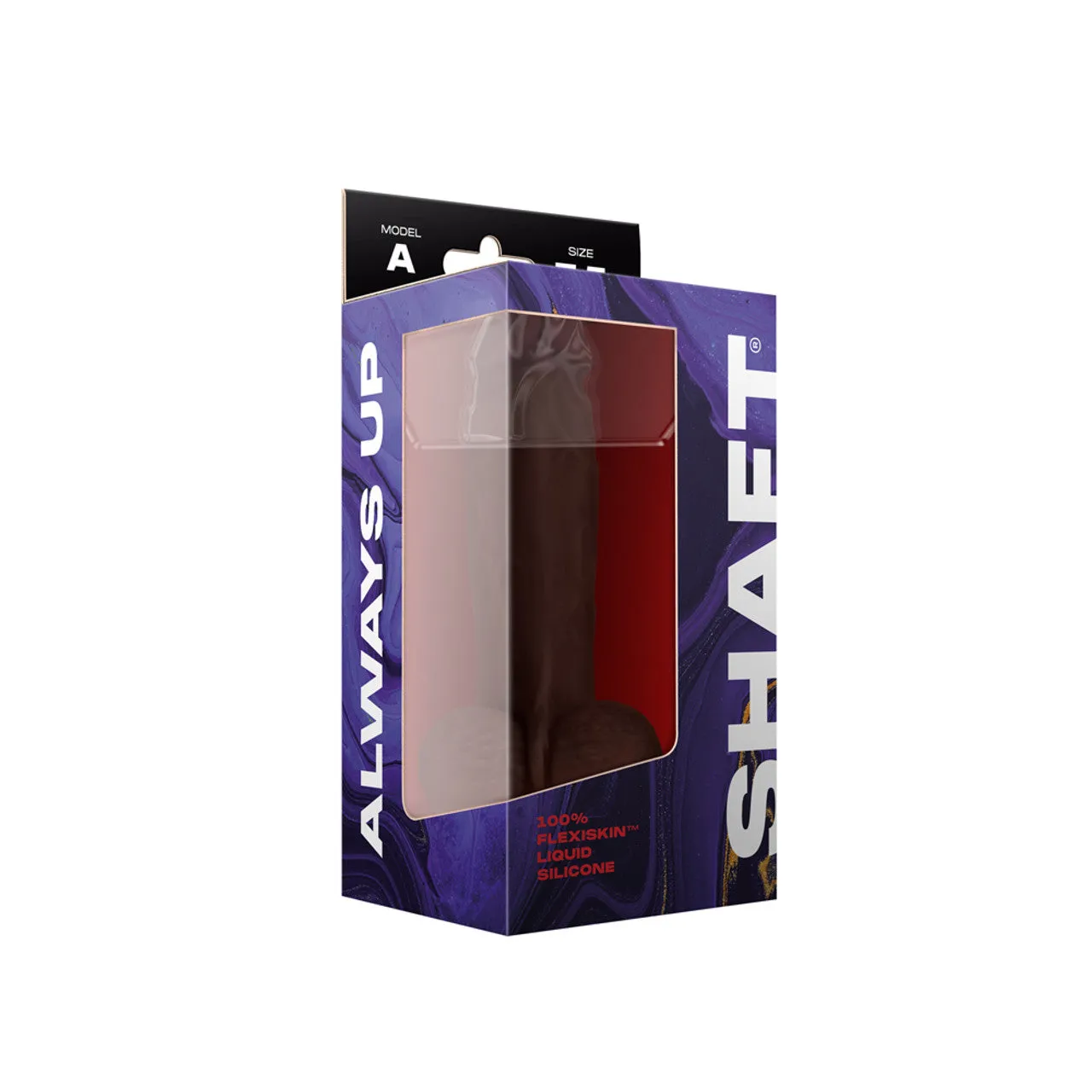 Model A SHAFT ALWAYS UP Flexiskin Liquid Silicone Realistic Dildo with Balls Mahogany