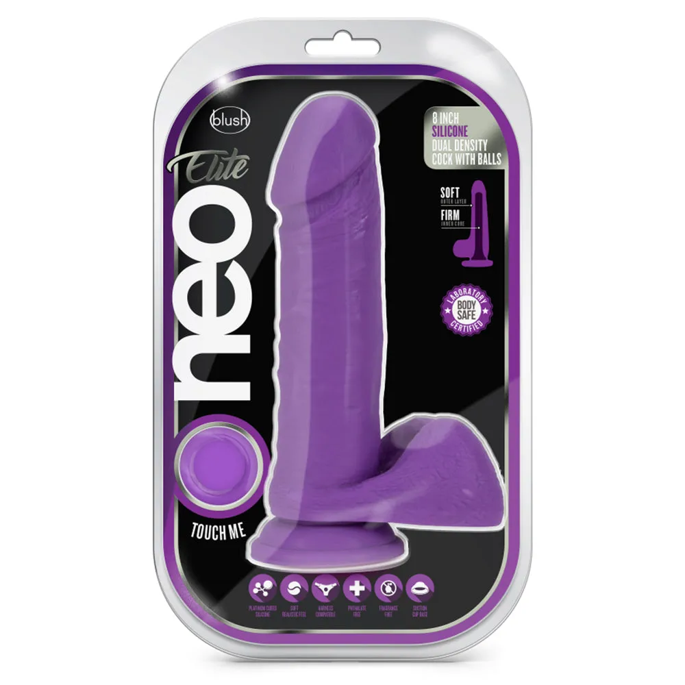 Neo Elite 8" Dual-Density Silicone Cock & Balls Dildo