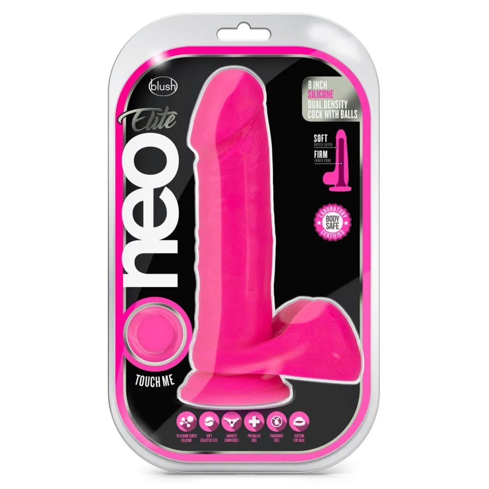 Neo Elite 8" Dual-Density Silicone Cock & Balls Dildo