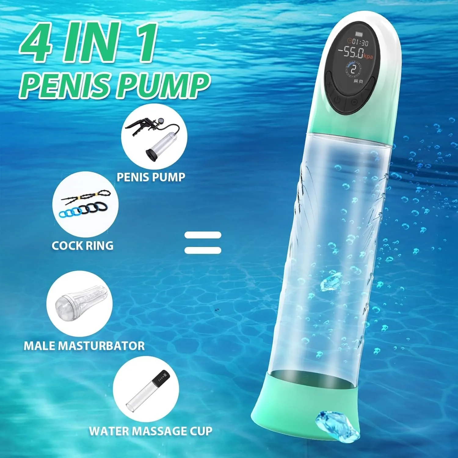 Penis Enlargement Extend Pump Water Massage Cup For Male Masturbation