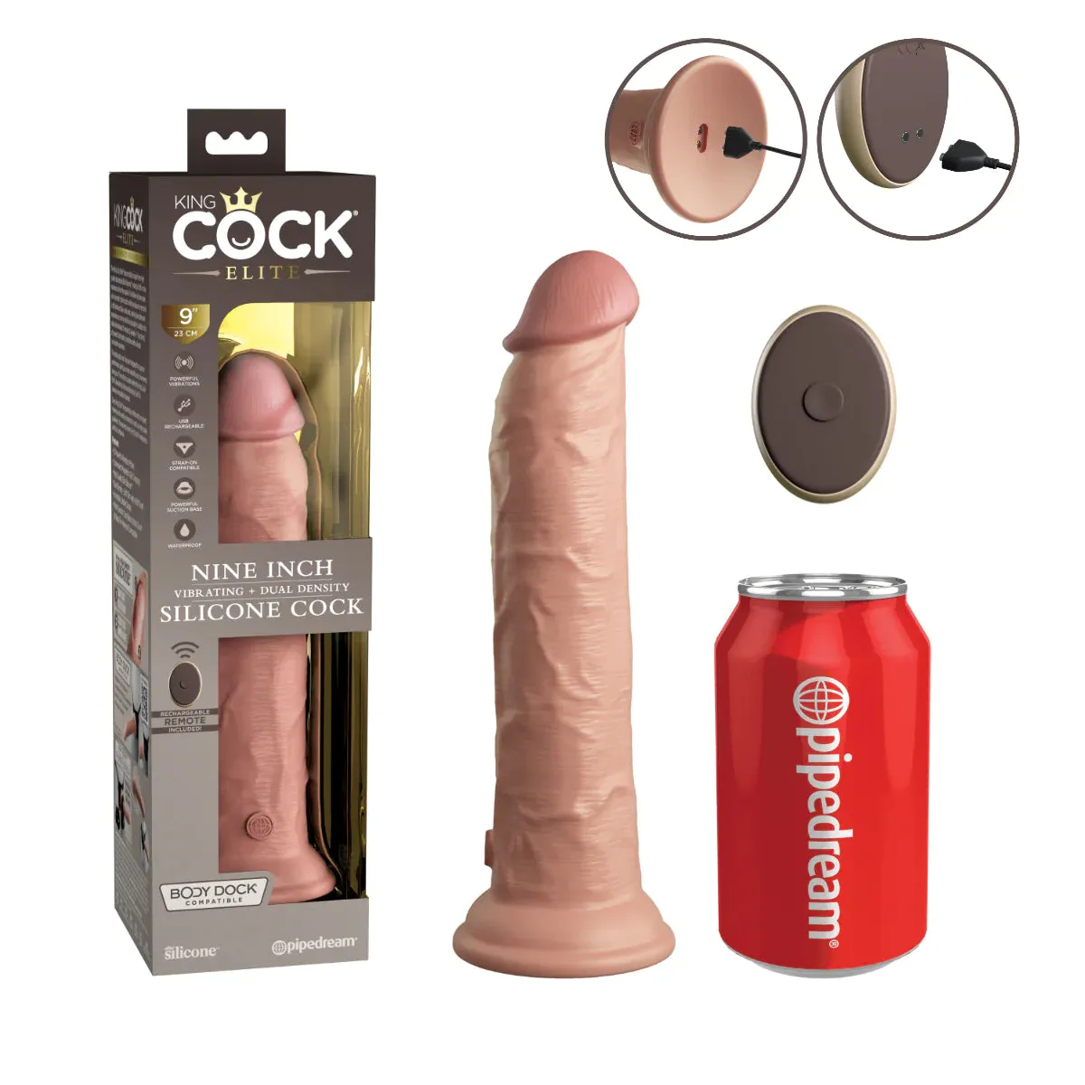 Pipedream King Cock Elite Vibrating Dual Density Silicone Dildo