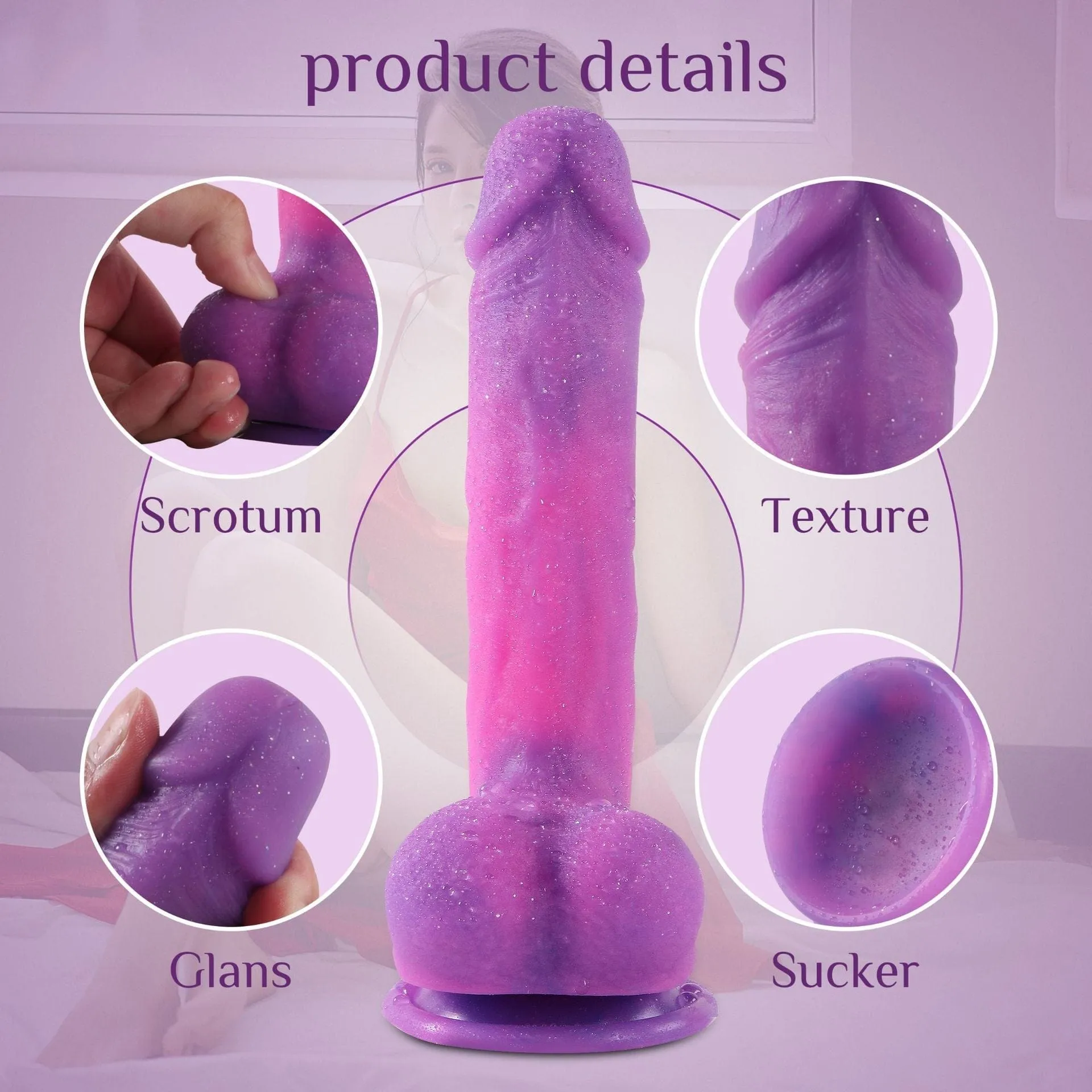Powerful Sucker Dildo Simulated Double-Layer Hardness 8.26 Inch