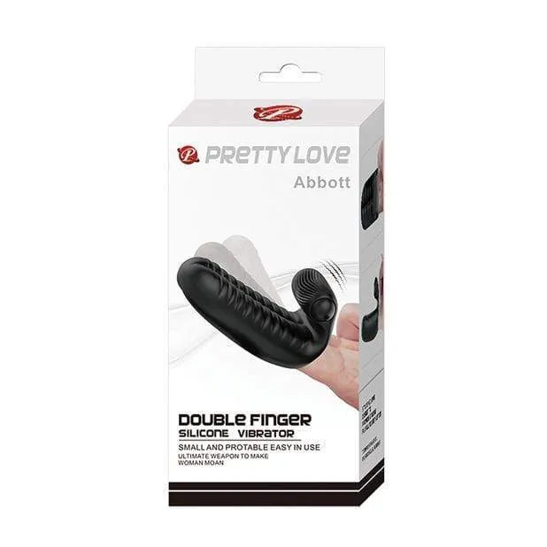 Pretty Love - Abbott Double Finger Sleeve Vibrator (Black)
