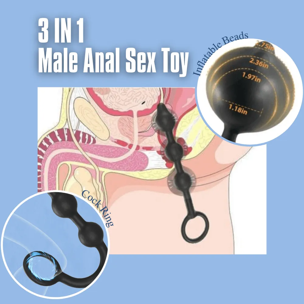 Propinkup Inflatable Silicone Anal Beads Air Pump Detachable Adjustable Size Adult Sex Toy