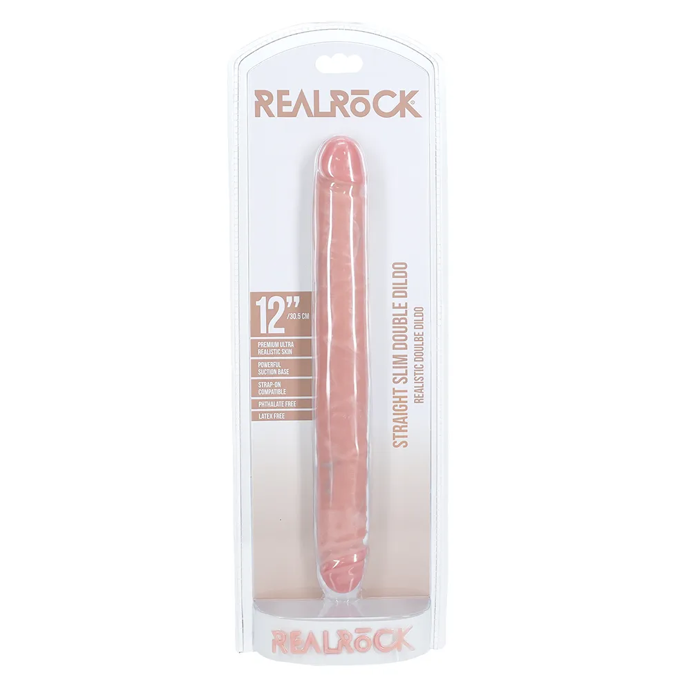 RealRock 12" Straight Slim Double-Ended Dildo