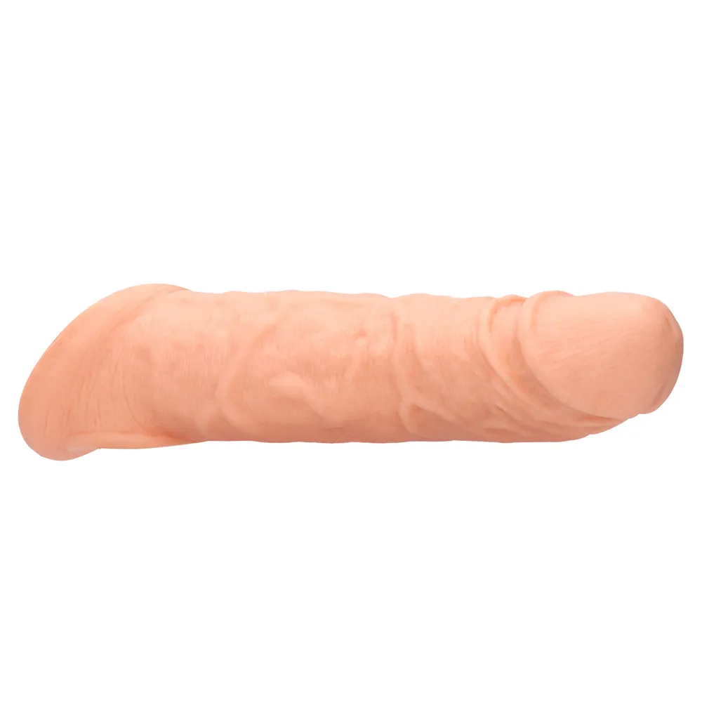 RealRock 8" Realistic Penis Extender Sleeve With Curved Tip & Ball Ring