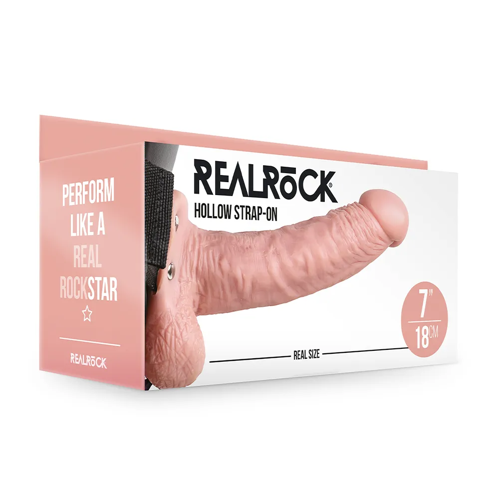 RealRock Realistic 7" Hollow Strap-On Dildo & Harness