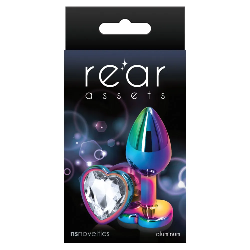 Rear Assets Multicolour Heart Gem Metal Butt Plug - Small