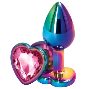 Rear Assets Multicolour Heart Gem Metal Butt Plug - Small