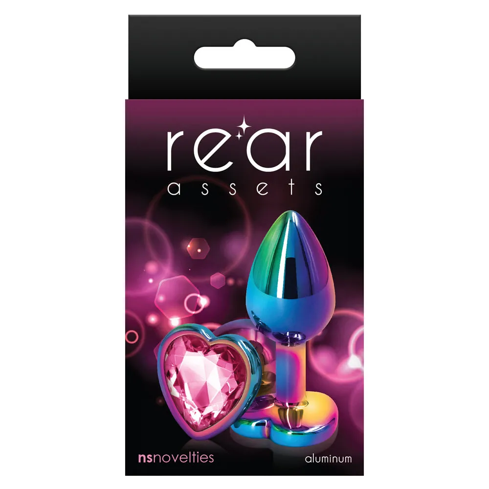 Rear Assets Multicolour Heart Gem Metal Butt Plug - Small