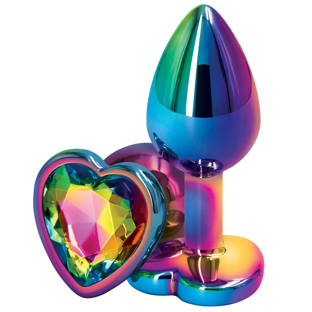 Rear Assets Multicolour Heart Gem Metal Butt Plug - Small
