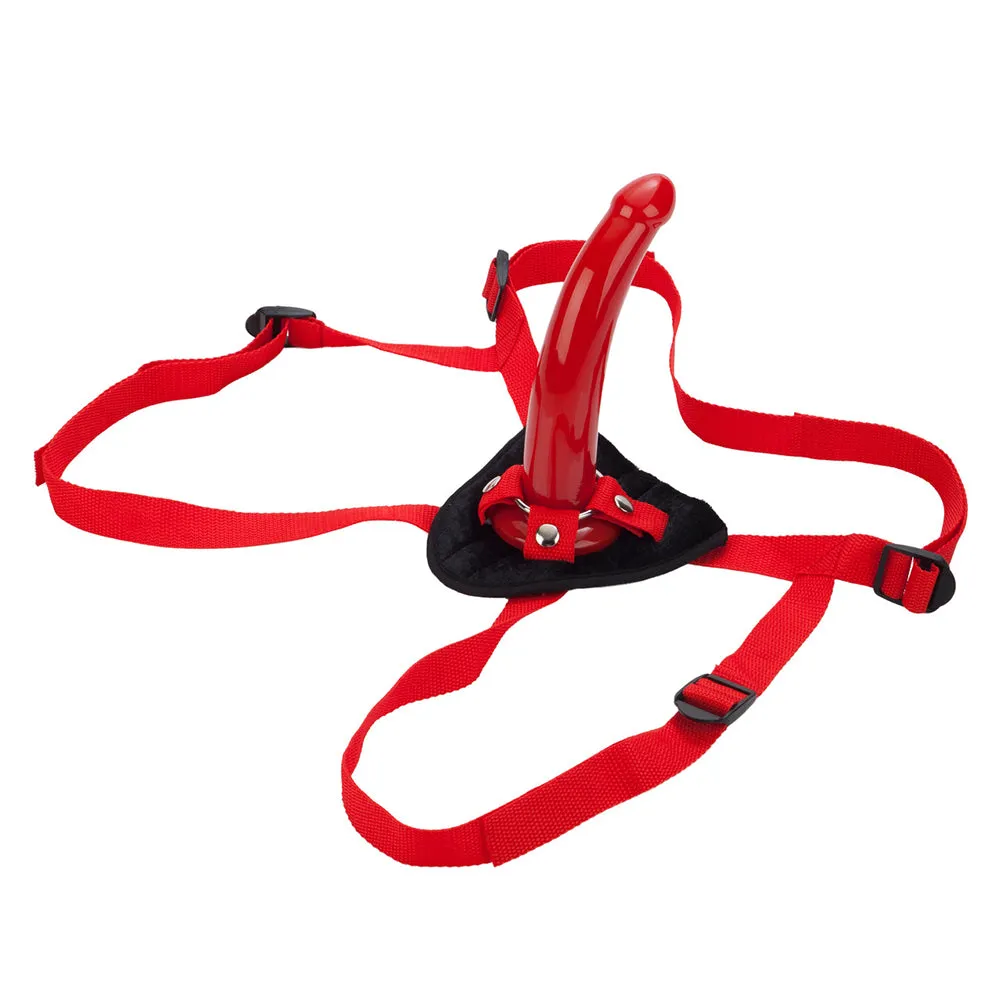 Red Rider Harness and G-Spot Dildo