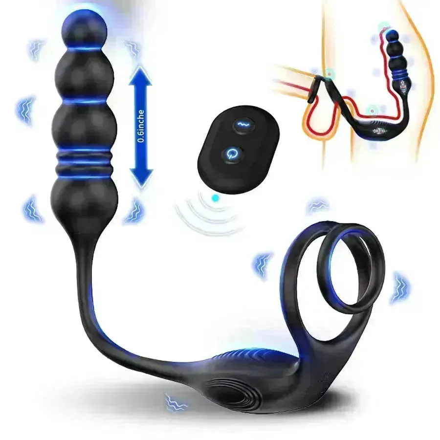 Remote Thrusting Anal Toy with Penis Ring