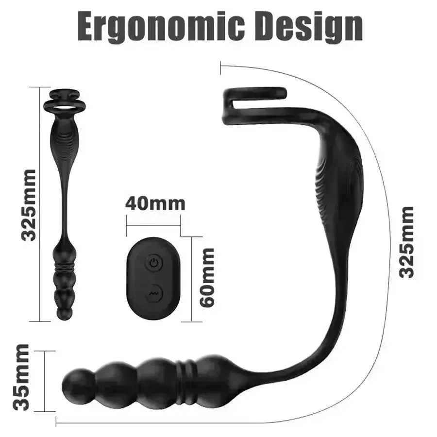 Remote Thrusting Anal Toy with Penis Ring