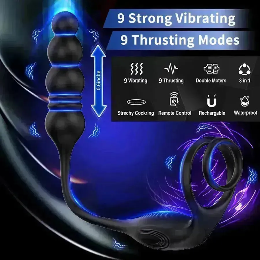 Remote Thrusting Anal Toy with Penis Ring