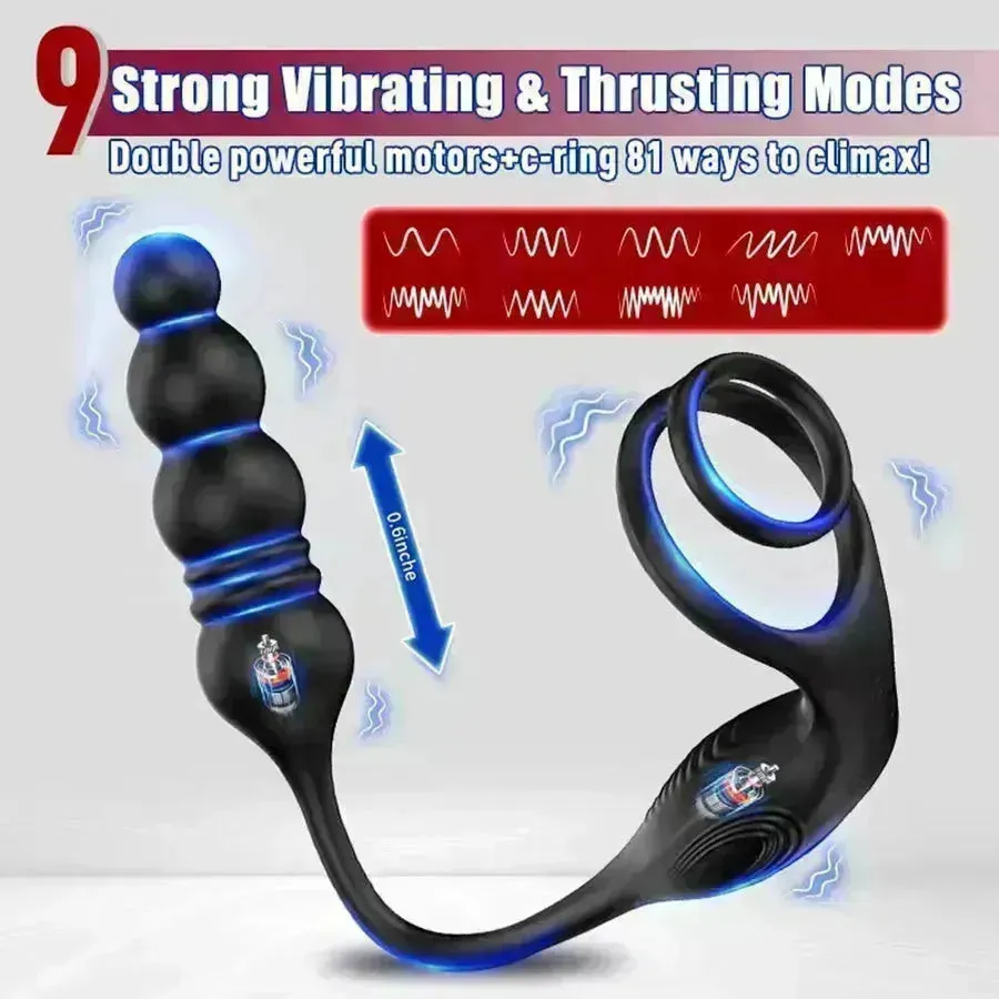 Remote Thrusting Anal Toy with Penis Ring