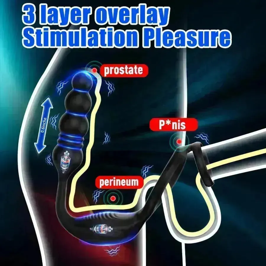 Remote Thrusting Anal Toy with Penis Ring