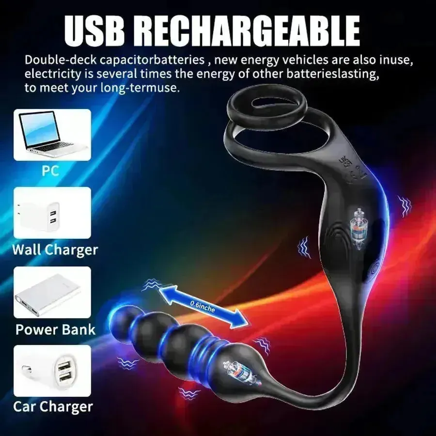 Remote Thrusting Anal Toy with Penis Ring