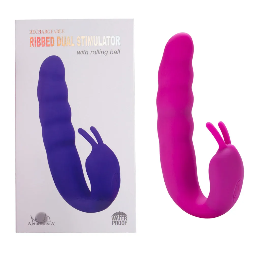 Ribbed Dual Stimulator With Rolling Ball
