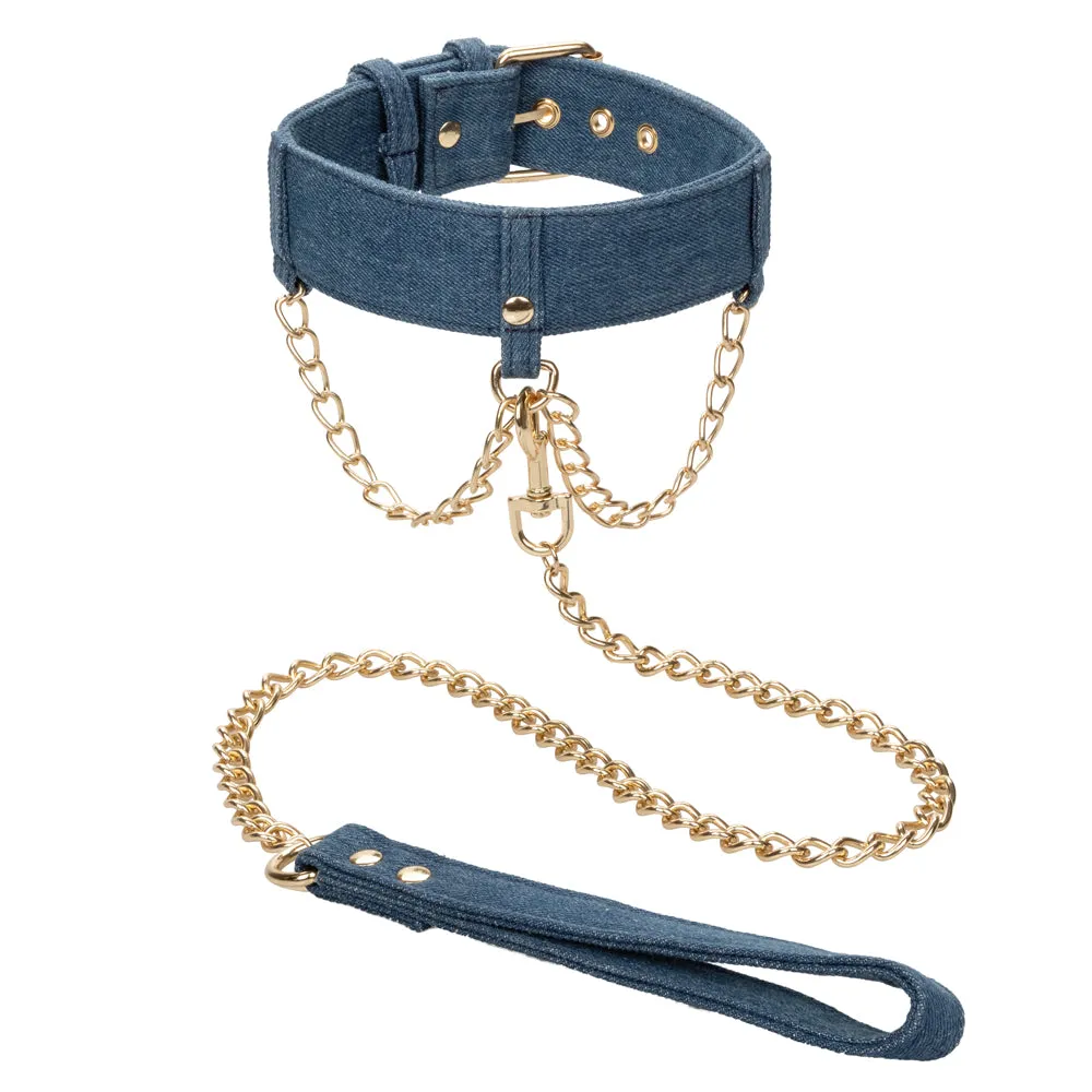 Ride 'Em Denim Collar & Chain Leash