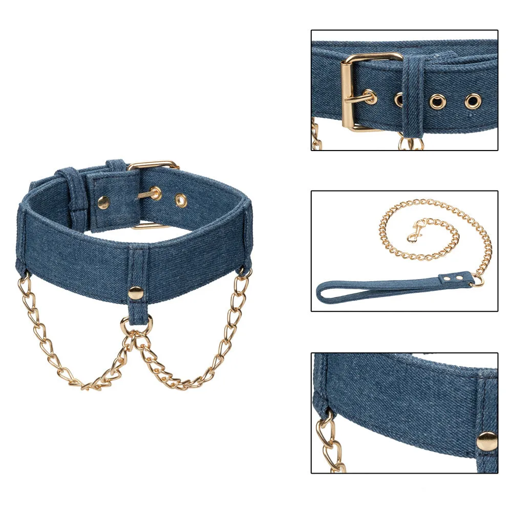 Ride 'Em Denim Collar & Chain Leash