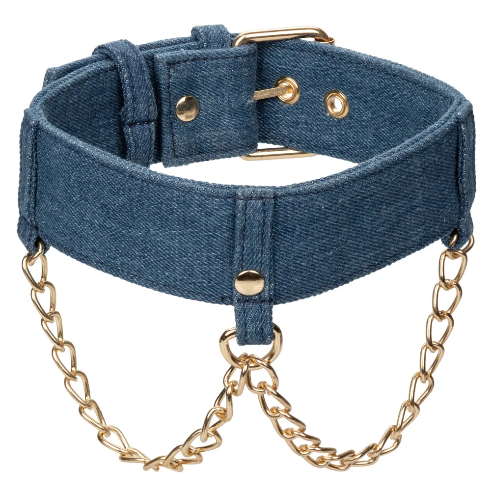 Ride 'Em Denim Collar & Chain Leash