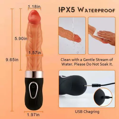 Riley 7 Wriggling 9 Vibrating Heating Dildo Vibrator 9.6" G-Spot Huge Dildos Adult Sex Toys
