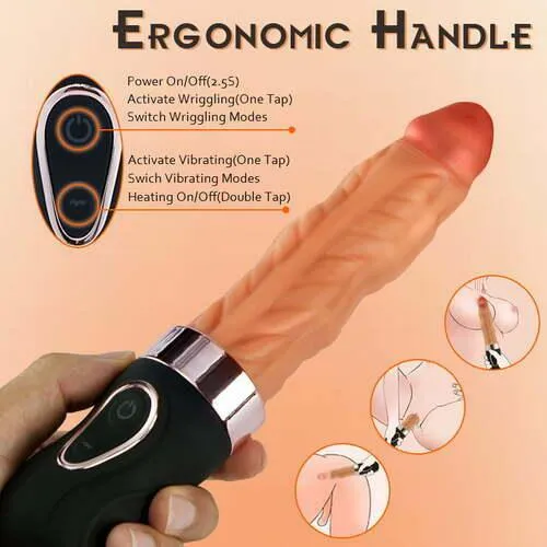 Riley 7 Wriggling 9 Vibrating Heating Dildo Vibrator 9.6" G-Spot Huge Dildos Adult Sex Toys