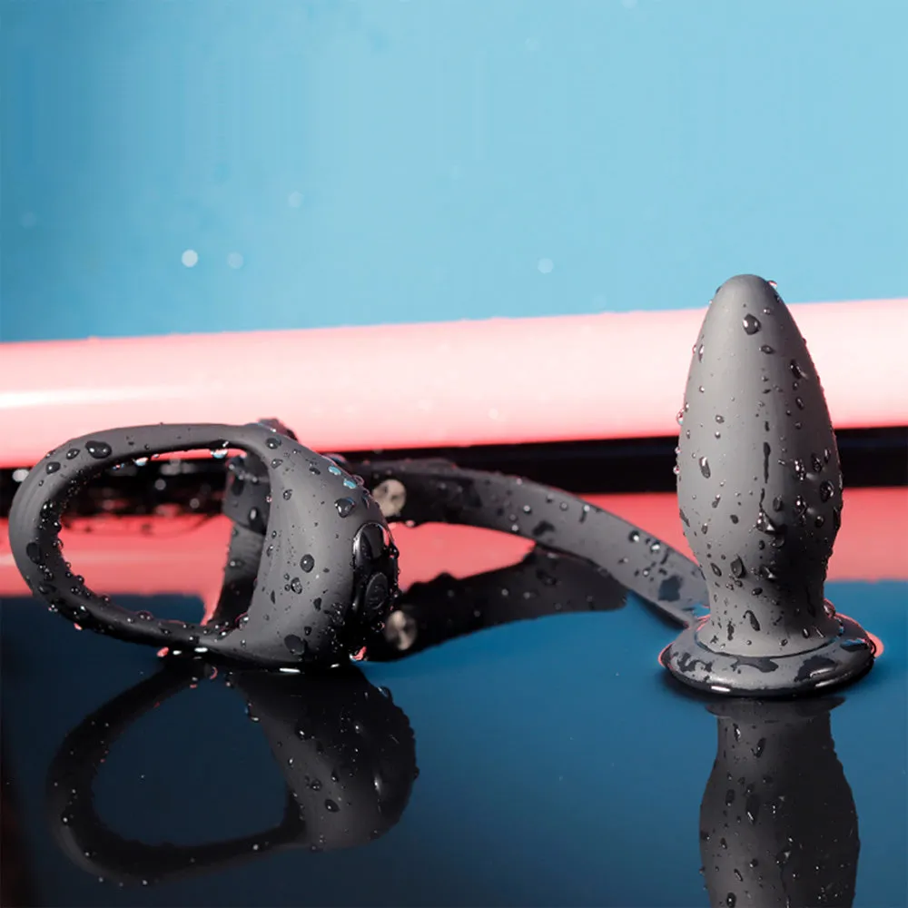 Running Wild Vibrating Silicone Cock & Ball Ring With Anal Plug