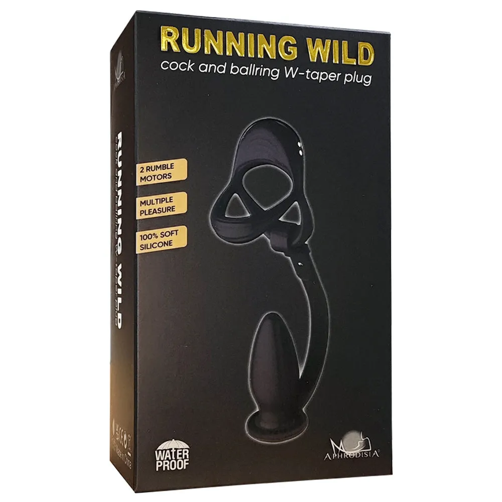 Running Wild Vibrating Silicone Cock & Ball Ring With Anal Plug