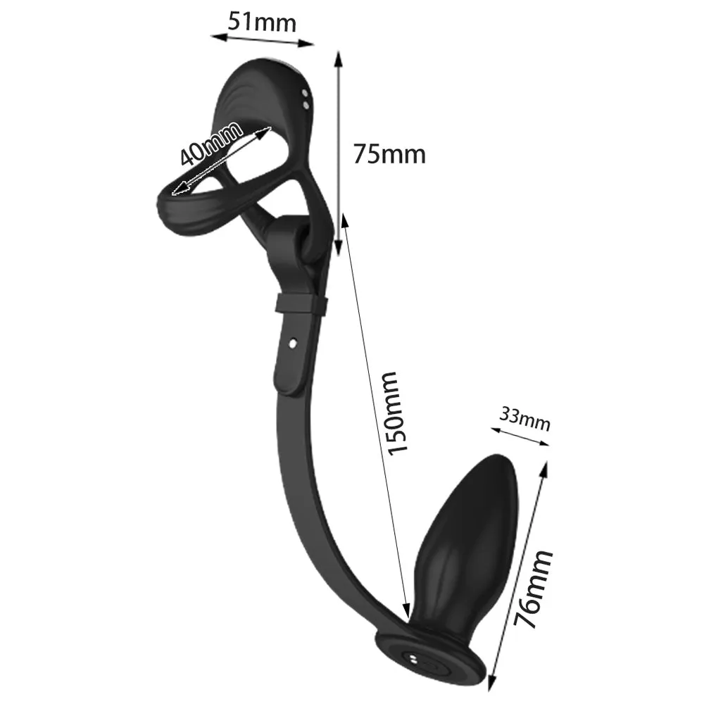 Running Wild Vibrating Silicone Cock & Ball Ring With Anal Plug