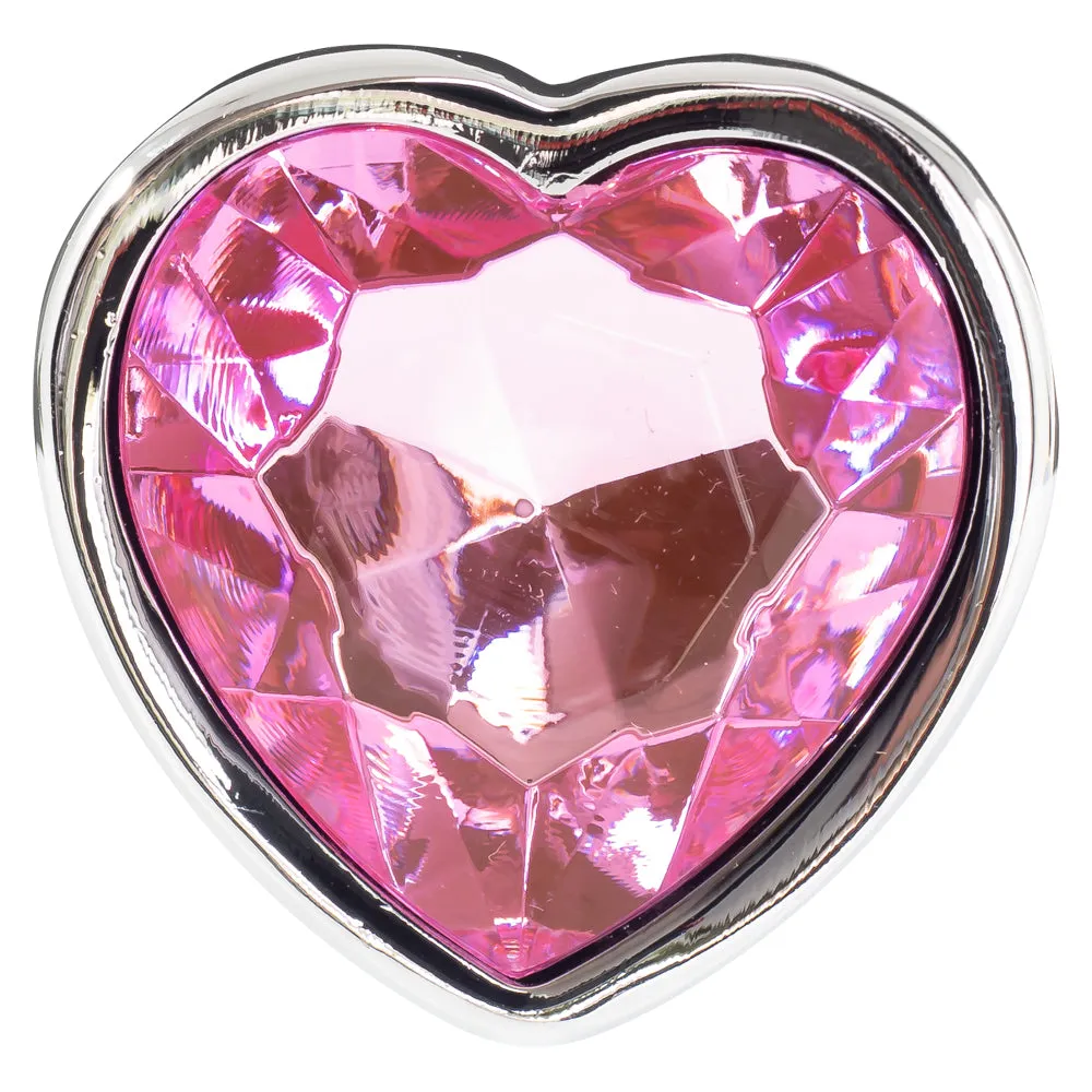 Seamless Metal Butt Plug With Heart Gem - Large