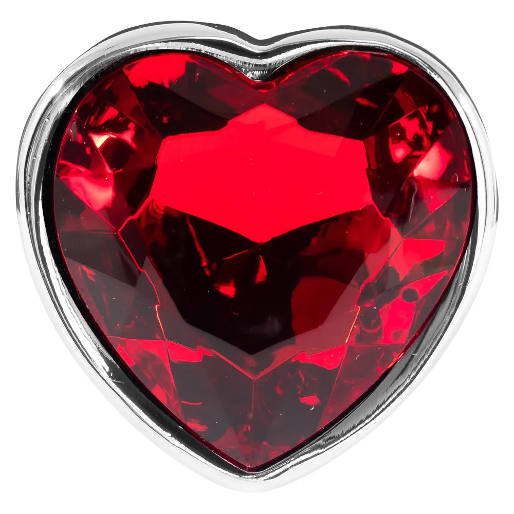 Seamless Metal Butt Plug With Heart Gem - Large