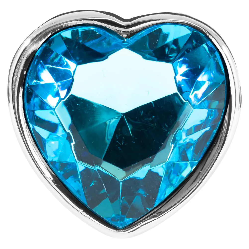 Seamless Metal Butt Plug With Heart Gem - Large