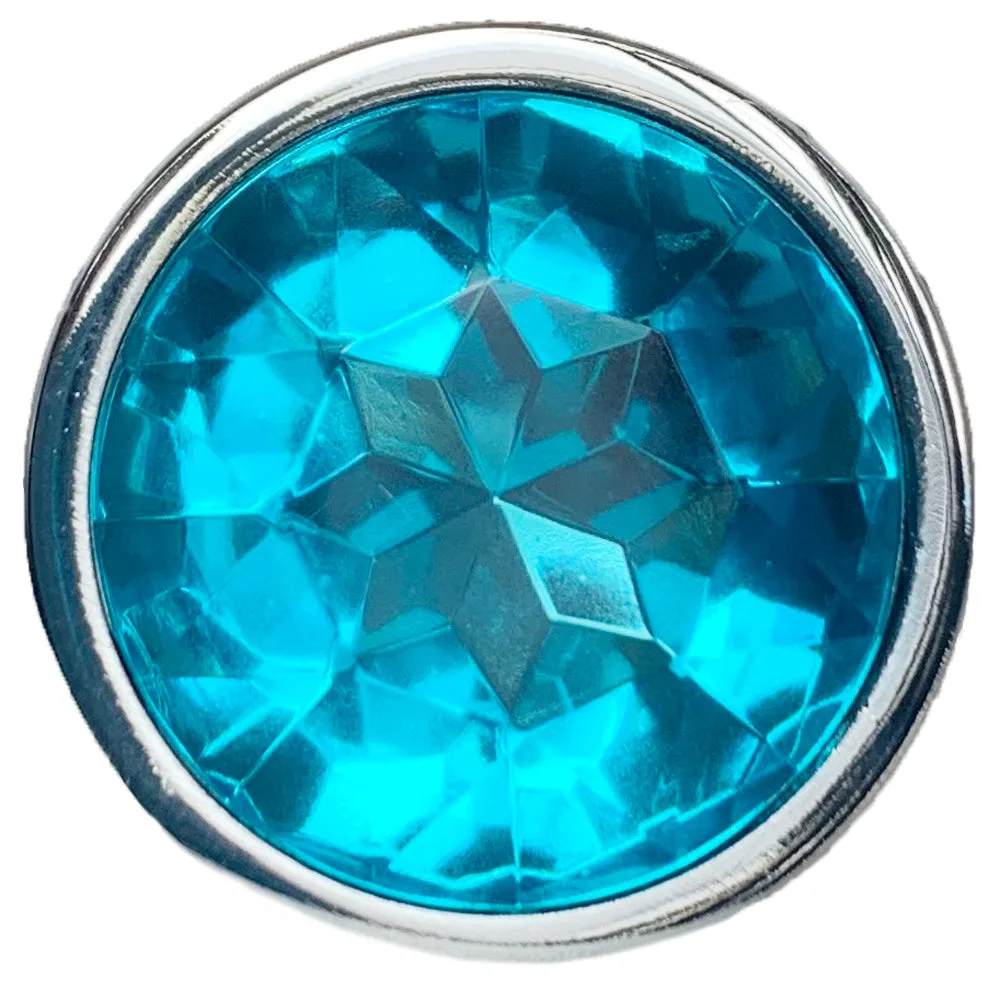 Seamless Metal Butt Plug With Round Gem - Small