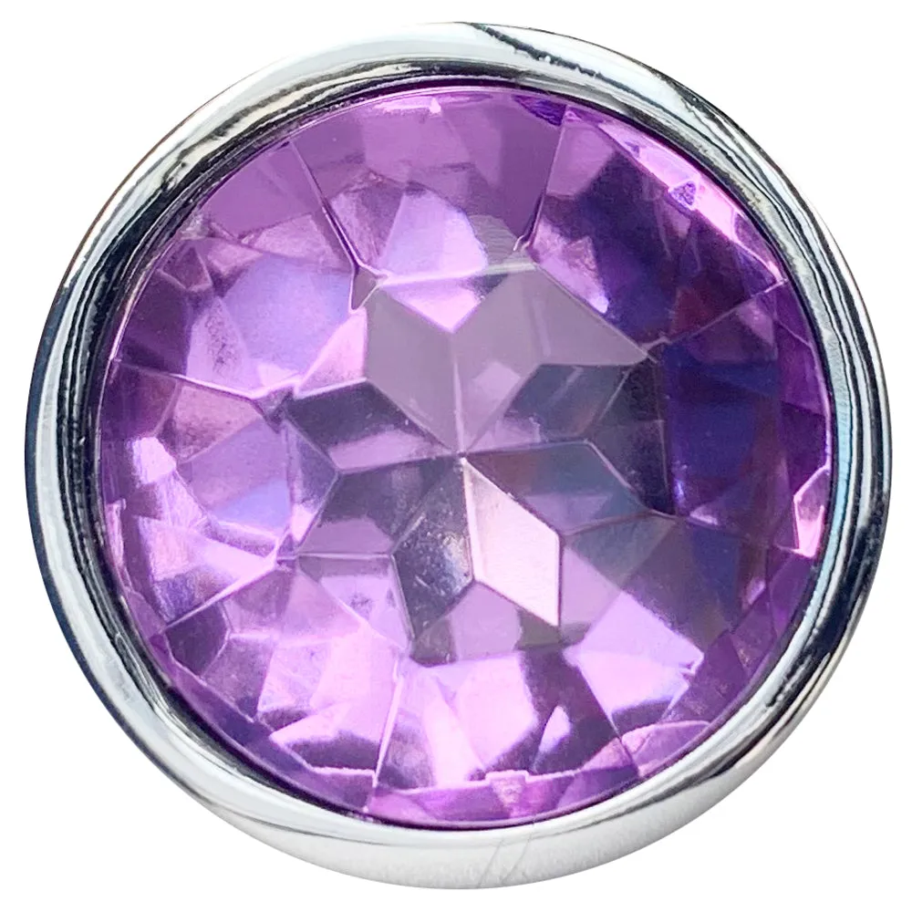 Seamless Metal Butt Plug With Round Gem - Small