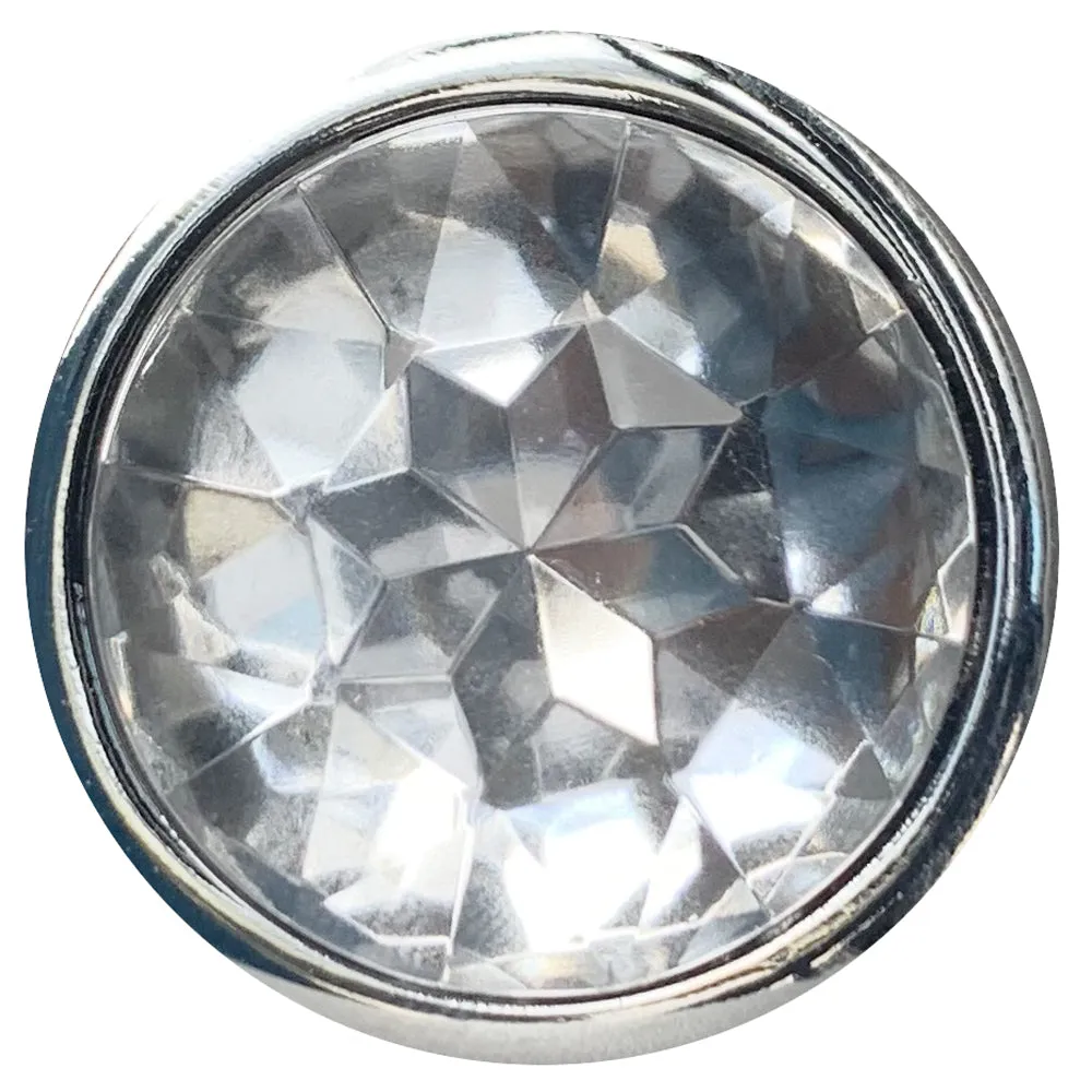 Seamless Metal Butt Plug With Round Gem - Small