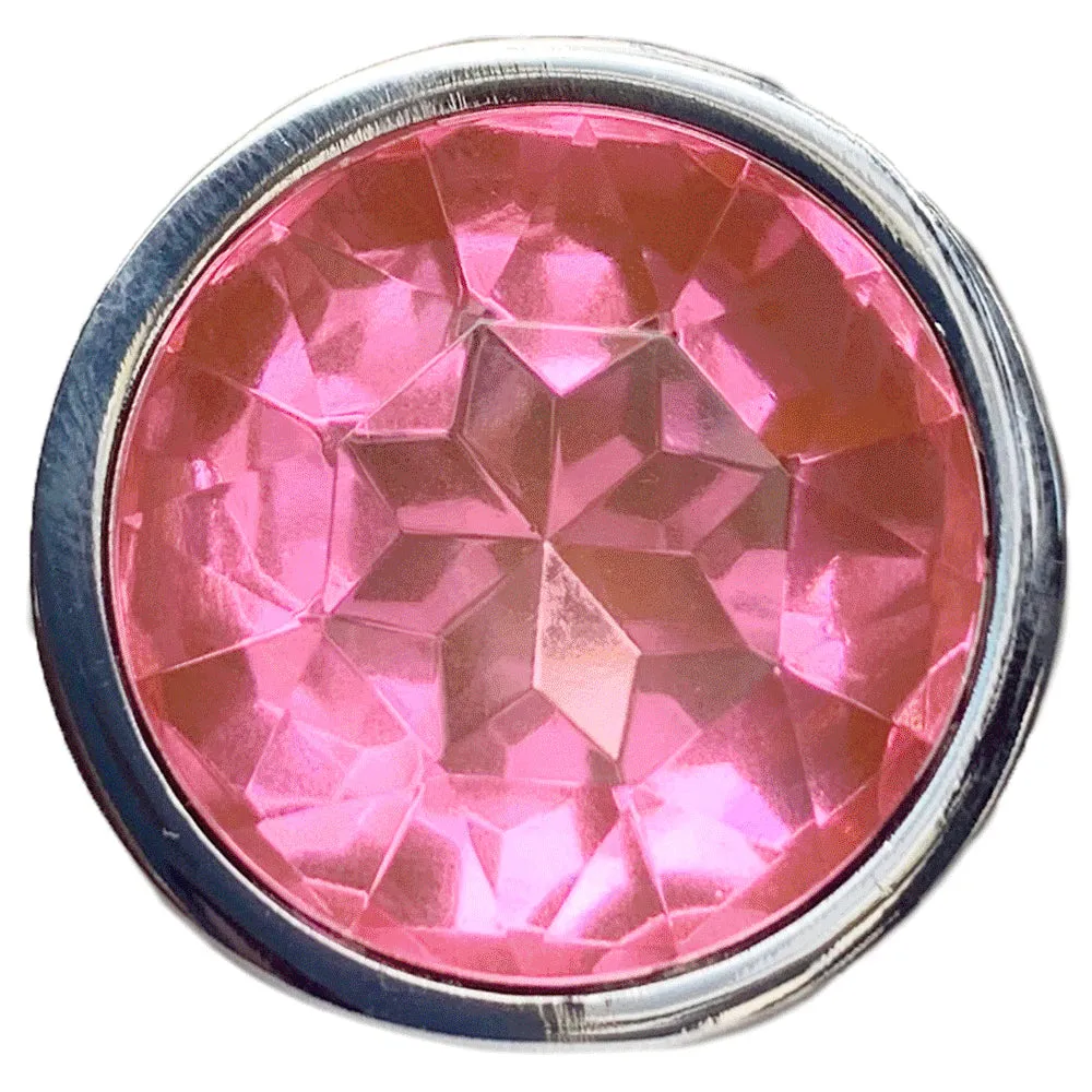 Seamless Metal Butt Plug With Round Gem - Small