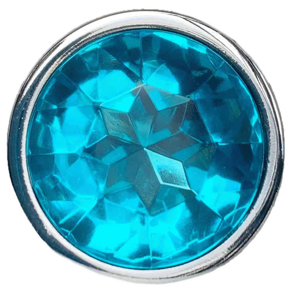 Seamless Metal Butt Plug With Round Gem - Small
