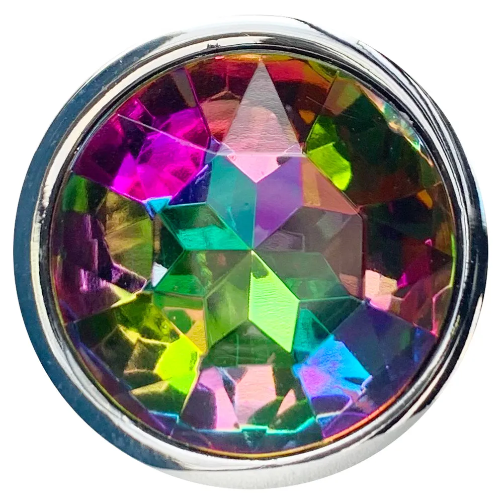 Seamless Metal Butt Plug With Round Gem - Small