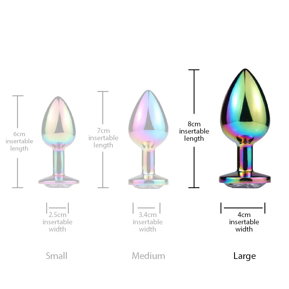 Sexyland Chroma Rainbow Metal Butt Plug With Round Gem - Large