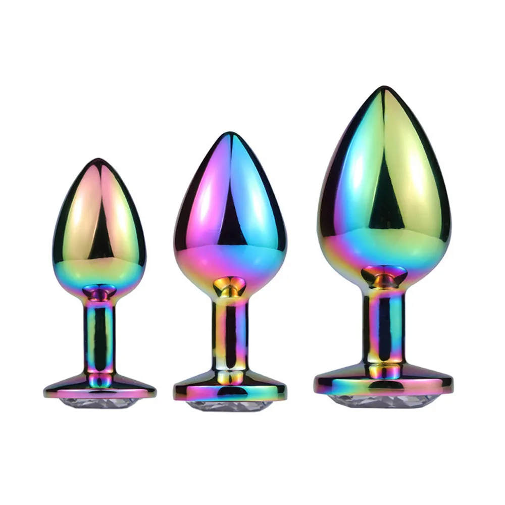Sexyland Chroma Rainbow Metal Butt Plug With Round Gem - Large