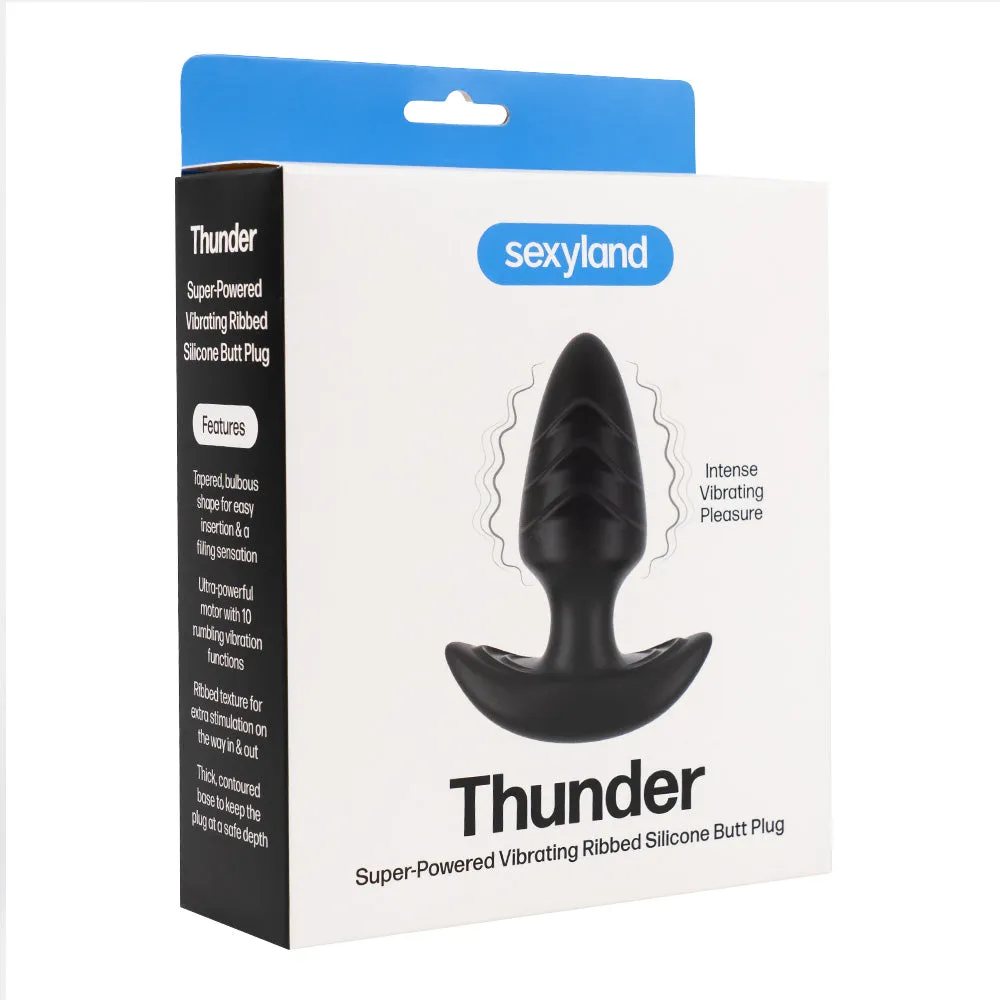 Sexyland Thunder Super-Power Vibrating Ribbed Silicone Butt Plug
