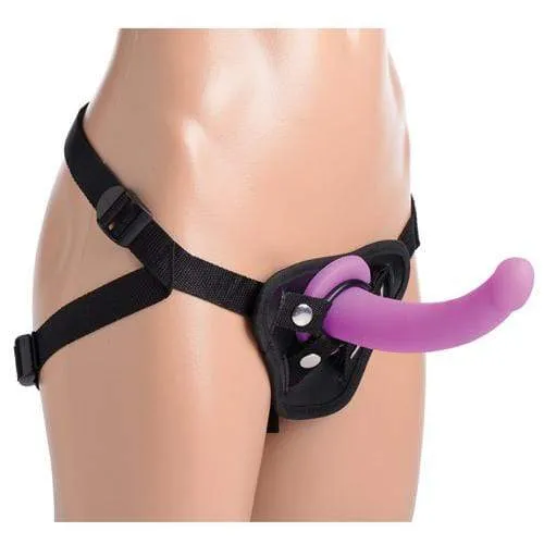 Strap U - Navigator Silicone G Spot Dildo with Strap On Harness (Black)