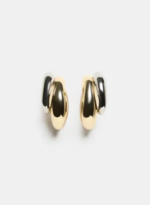 Two-Tone Double Hoop Earrings