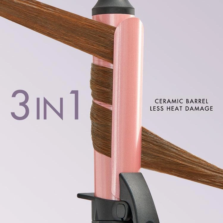 US Plug 3 in 1 Instant Heating Curling Iron Set with Interchangeable Straightener for All Hair Types