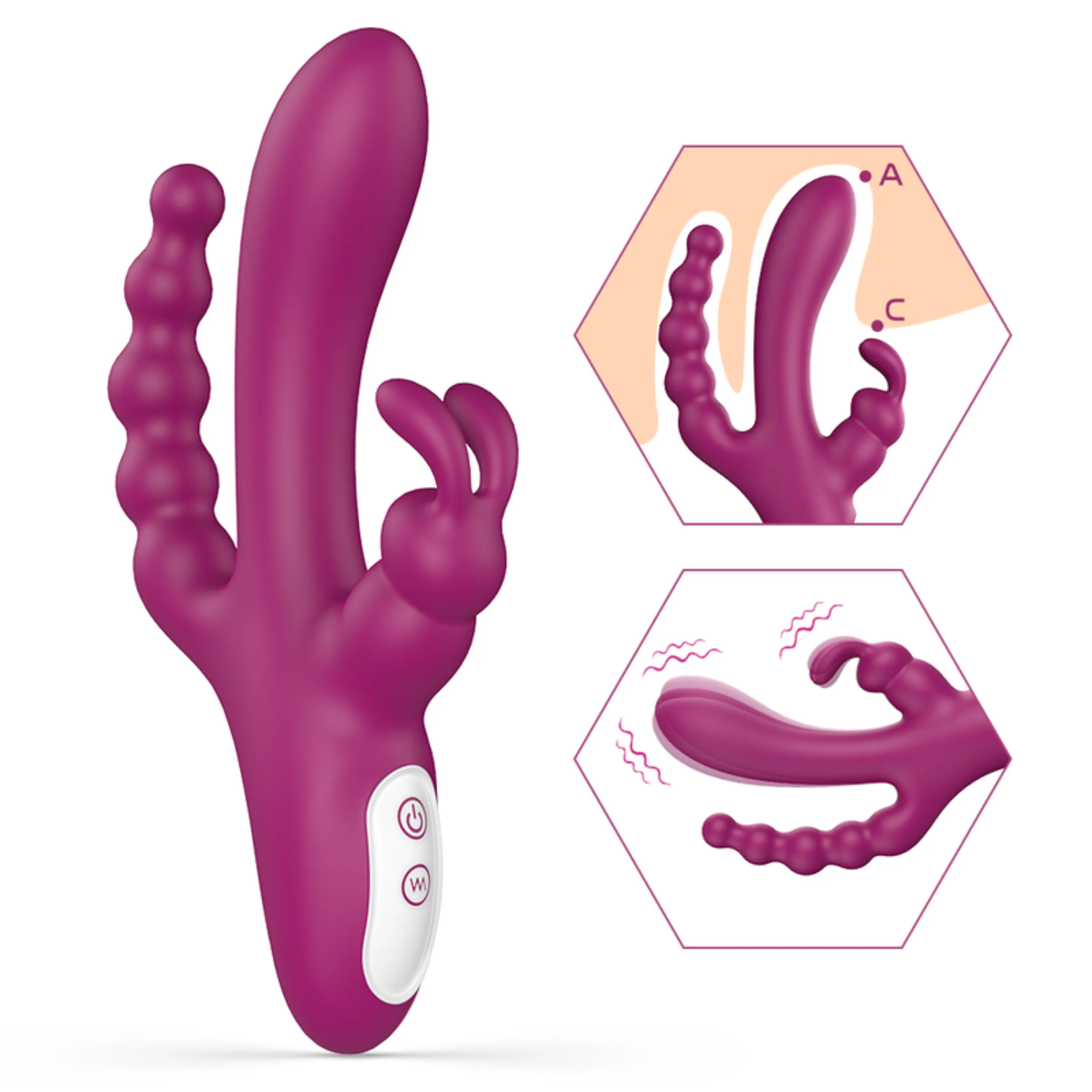Waterproof Silicone Triple Rabbit Stimulator