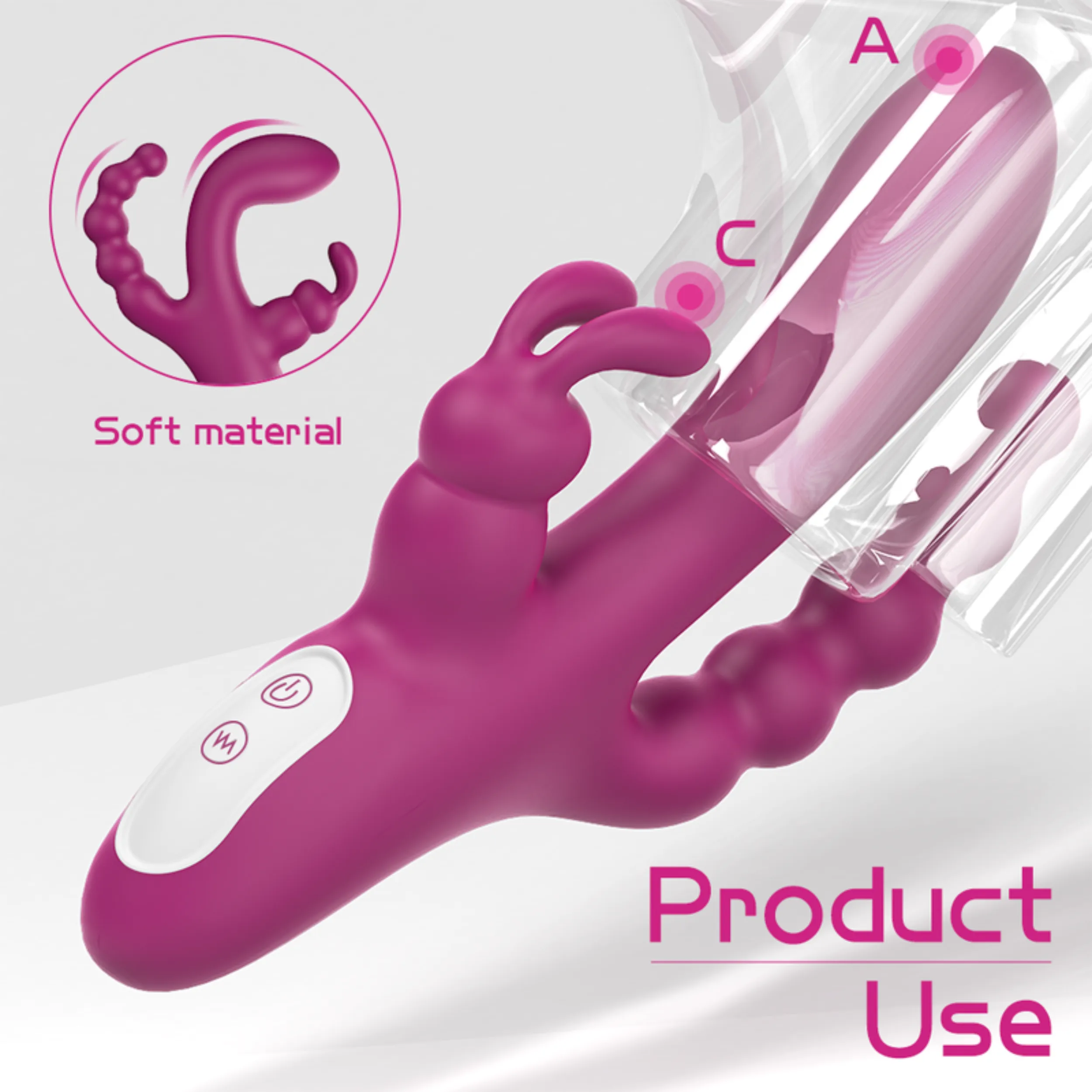 Waterproof Silicone Triple Rabbit Stimulator
