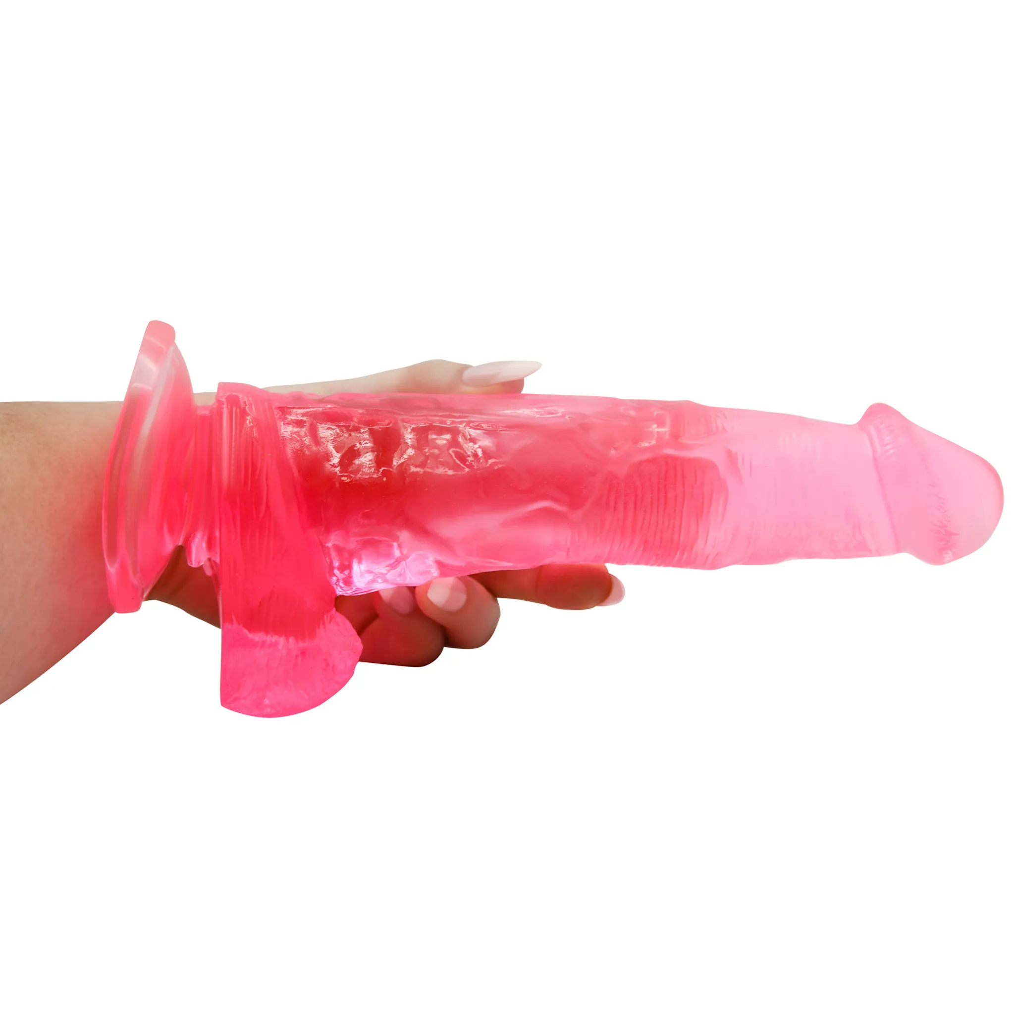 XL & Thick 8.5 Inch Translucent Jelly Dildo With Balls