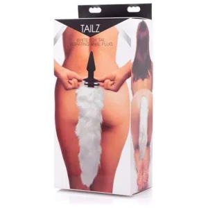 XR - Tailz White Fox Tail Vibrating Anal Plug (Black)